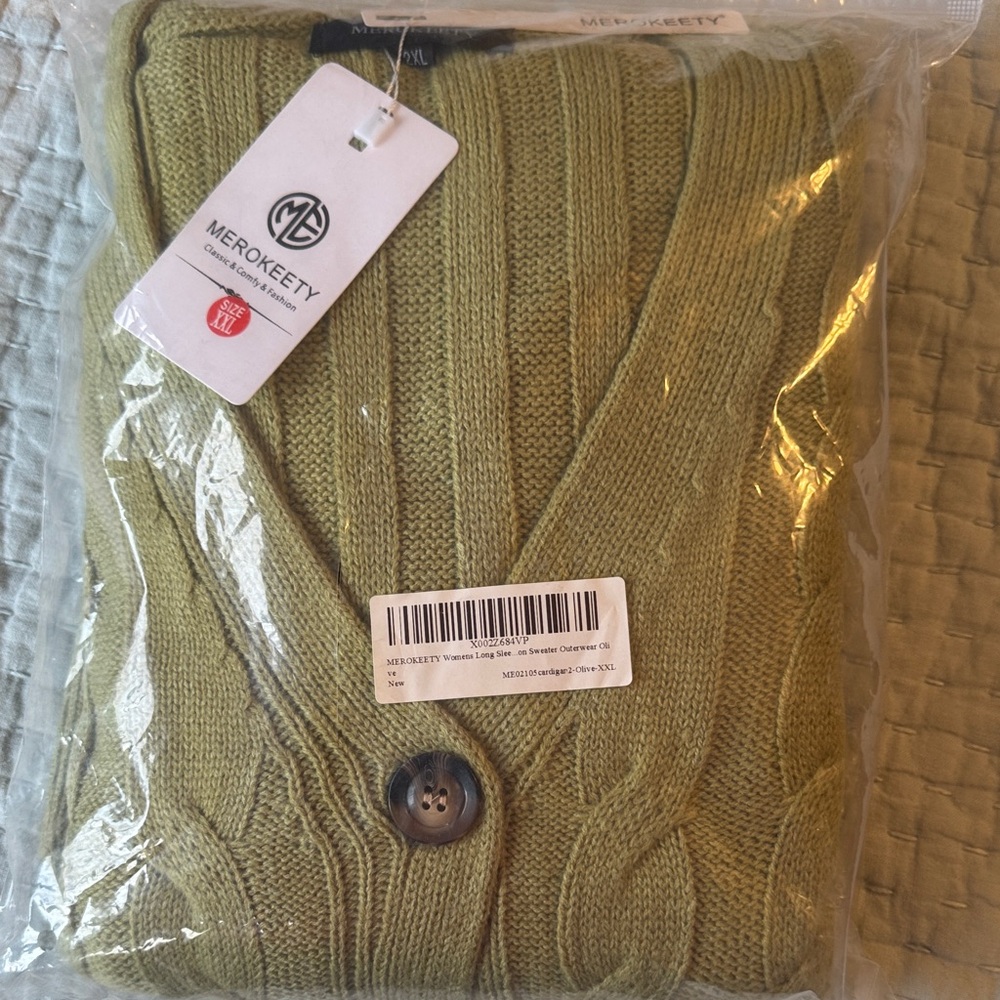 MEROKEETY Women's Knit Cardigan in Olive